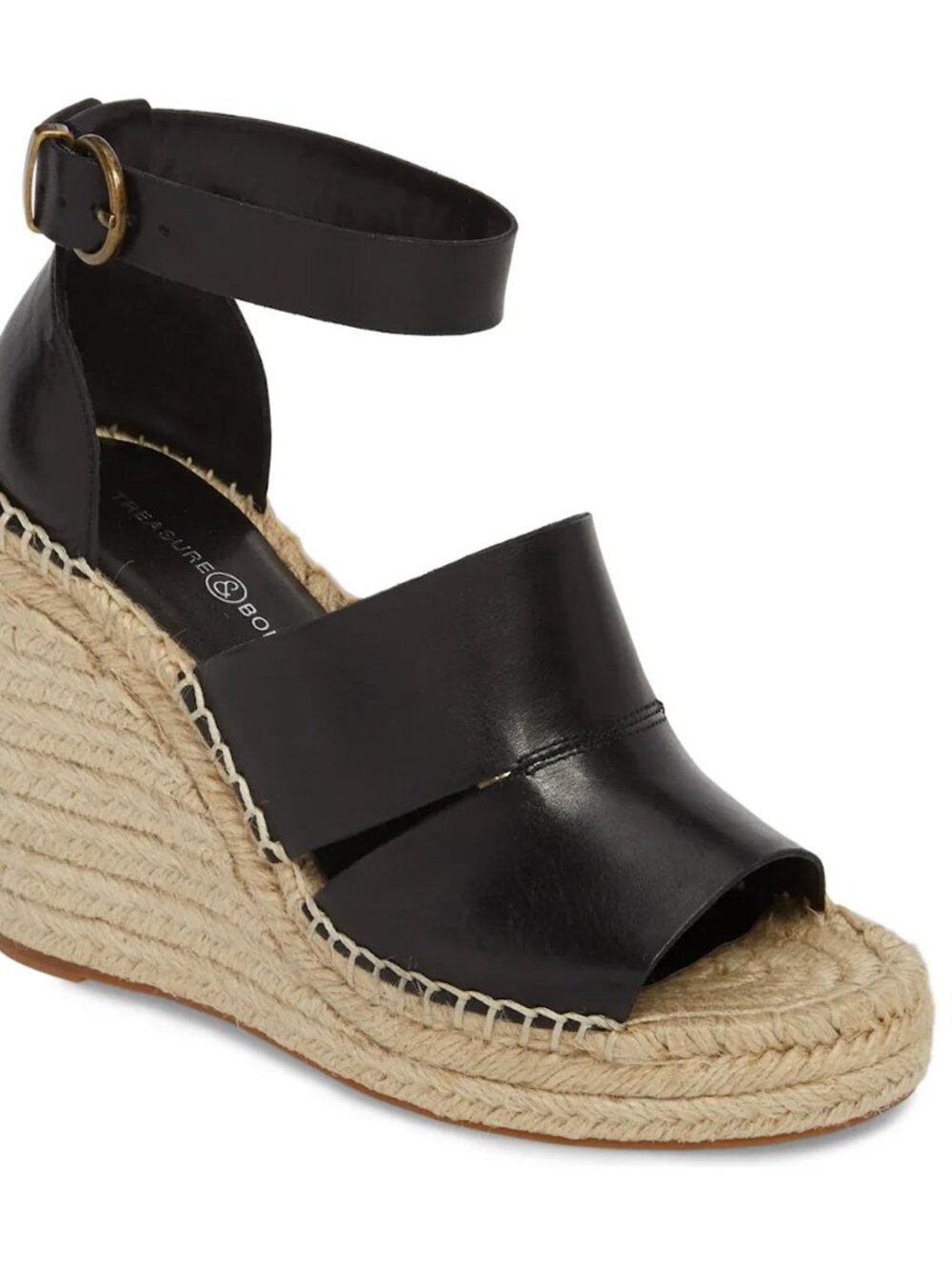 Treasure & Bond Sannibel Platform Wedge Sandal | BLACK Leather | Size 4.5